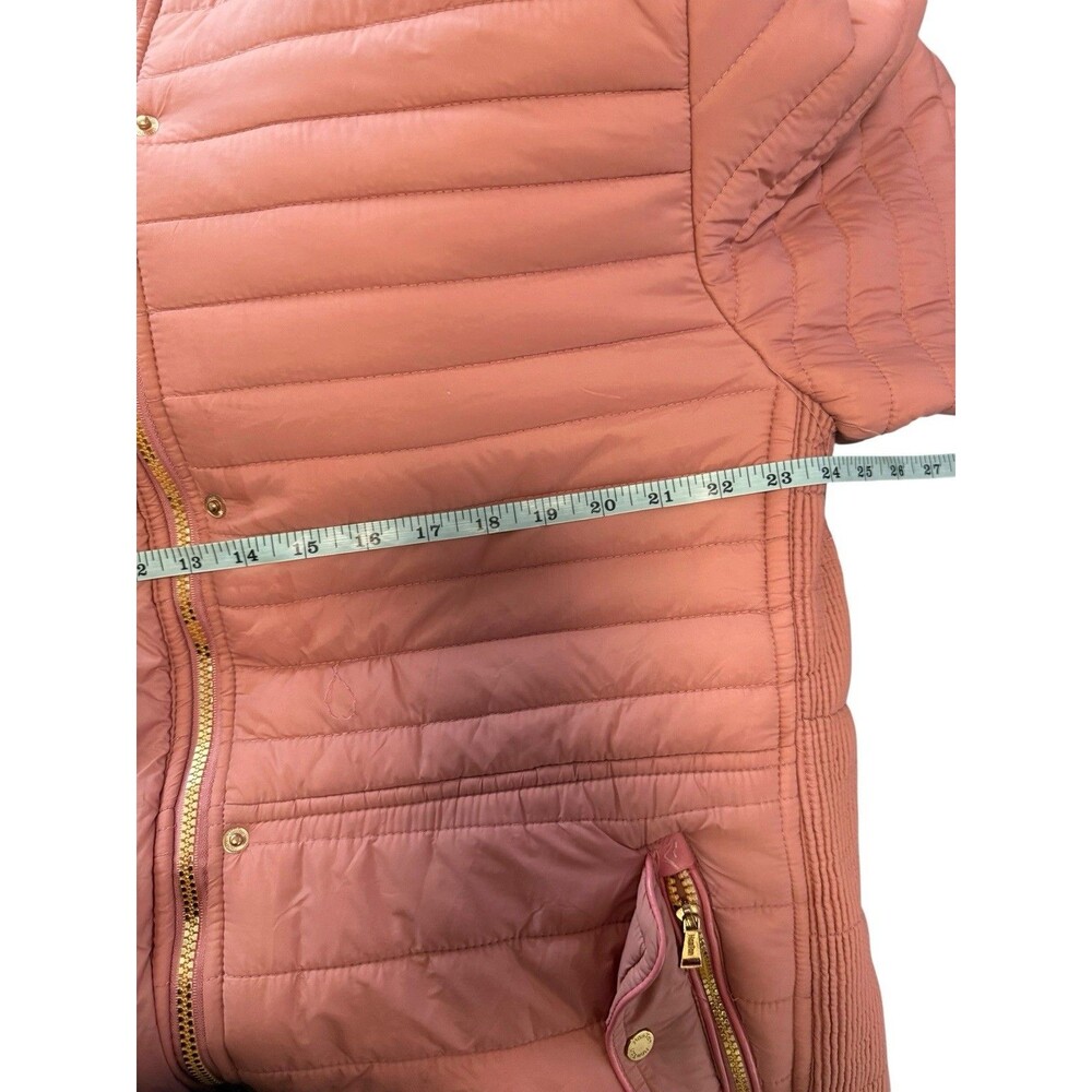 HanTon Women’s 2XL Dusty Rose Pink Quilted Puffer Parka Faux Fur Hood Coat - Picture 10 of 11